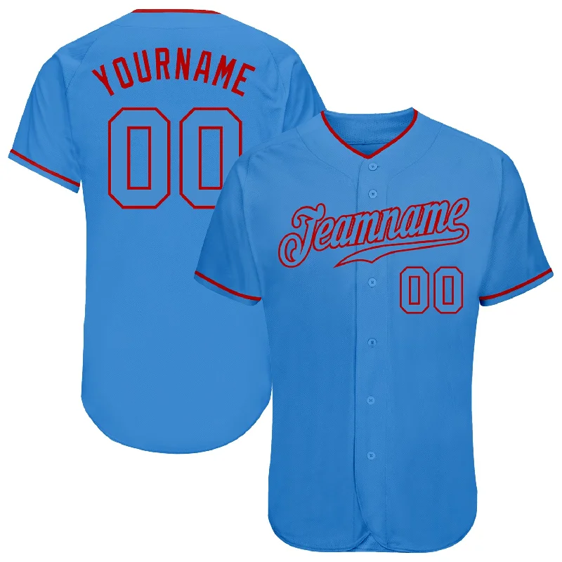 Baseball Jersey For Family Reunion Apparel-Custom Powder Blue Powder Blue-Red Authentic Baseball Jersey