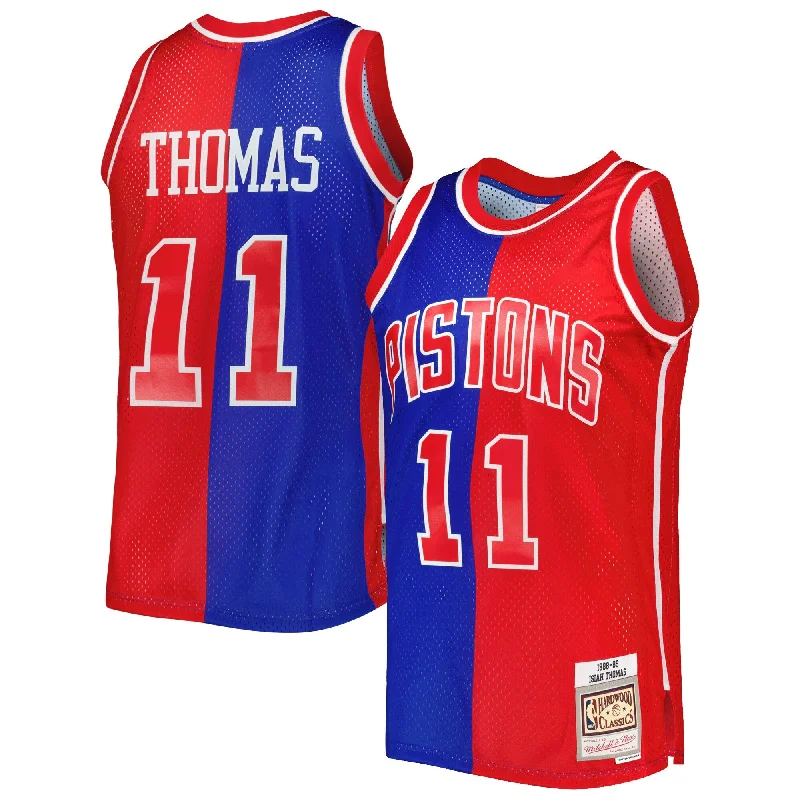 Custom Basketball Jersey For Promotional Events-Isiah Thomas Isiah Thomas Hardwood Classics 1988/89 Split Swingman Basketball Jersey - Blue/red