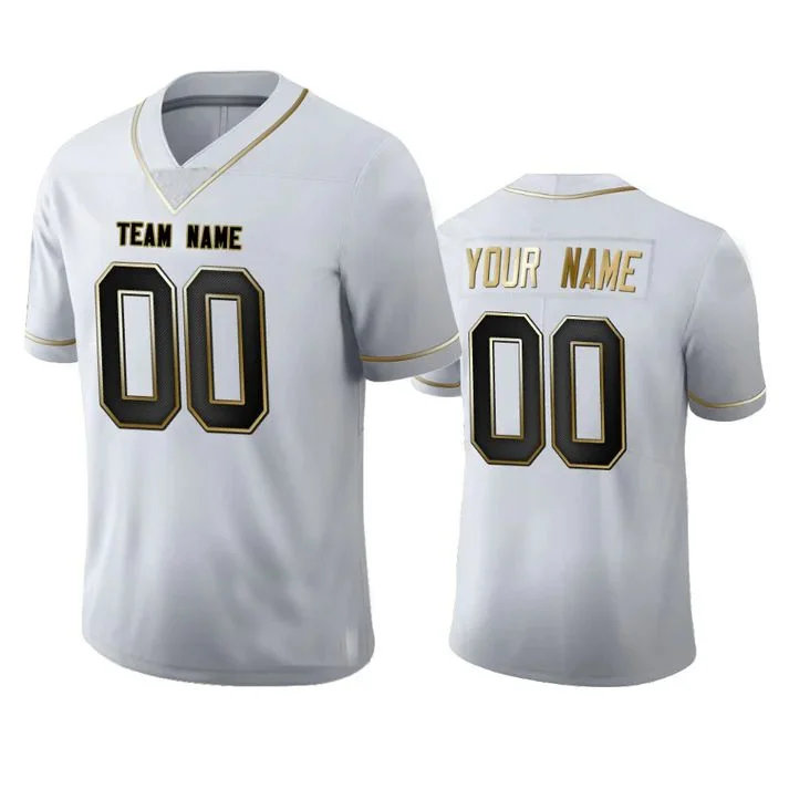 Rugby Jersey For Fundraising Campaigns-Custom NE.Patriots Any Team and Number and Name White Golden Edition Stitched American Football Jerseys