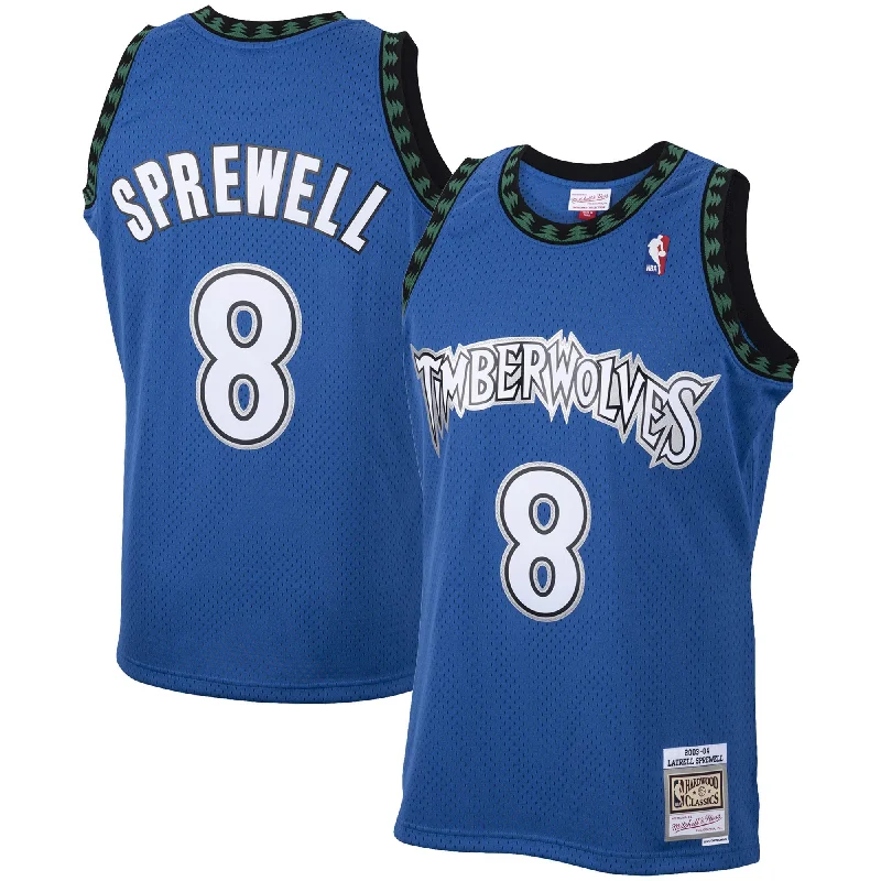 Basketball Jersey With Color Customization-Latrell Sprewell Minnesota Timberwolves 2001/02 Hardwood Classics Swingman Basketball Jersey - Blue