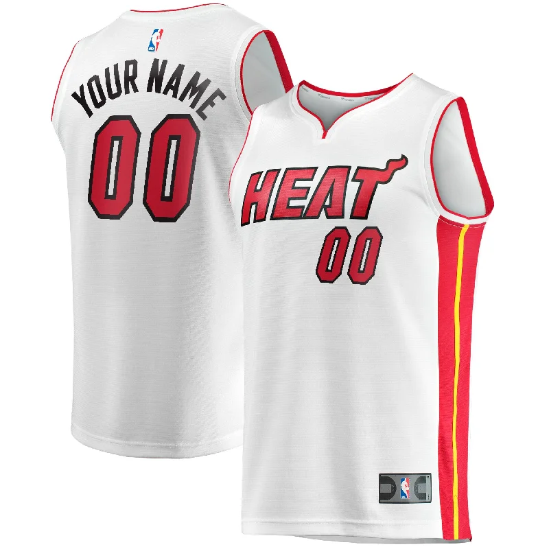 Basketball Jersey For Personalized Fan Gifts-Miami Heat Branded Fast Break Custom Basketball Jersey - Association Edition - White