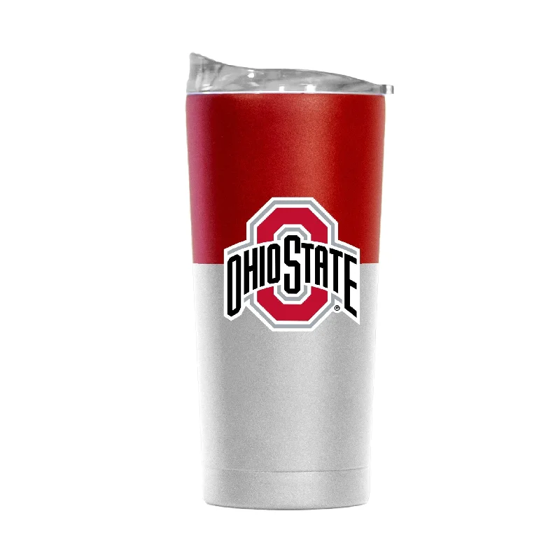 Custom Team Mug For Charity Events-Ohio State 20oz Colorblock White Powder Coat Tumbler