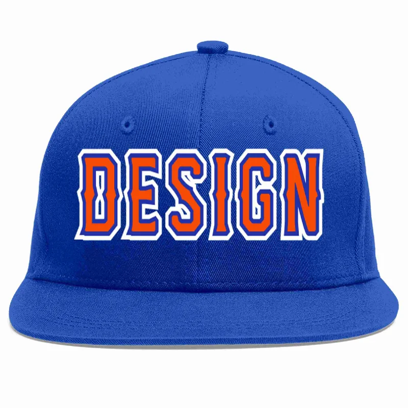 Baseball Cap For Event Merchandise-Custom Royal Orange-Royal Flat Eaves Sport Baseball Cap Design for Men/Women/Youth