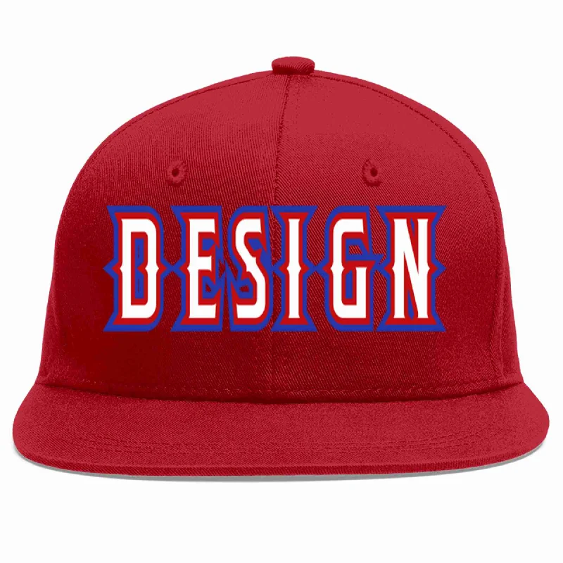 Baseball Cap For Football Fans-Custom Red White-Red Flat Eaves Sport Baseball Cap Design for Men/Women/Youth