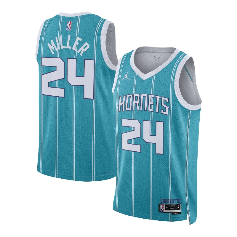 Basketball Jersey With Embroidered Team Logo-Brandon Miller Charlotte Hornets Unisex Draft Swingman Basketball Jersey - Icon Edition - Teal