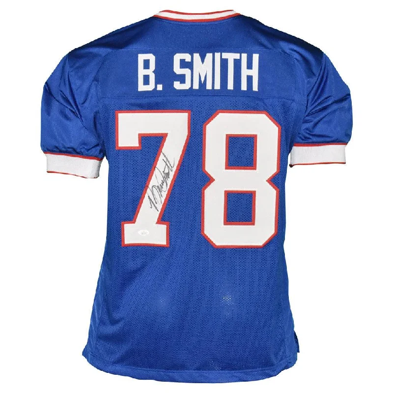 Rugby Jersey With Zippered Pockets-Bruce Smith Signed Buffalo Blue Football Jersey (Beckett )