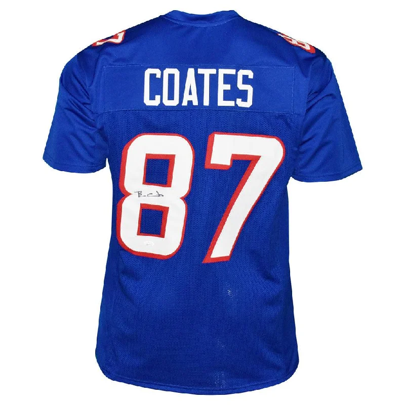 Rugby Jersey For Rugby Game Day-Ben Coates Signed New England Pro Blue Football Jersey (JSA)