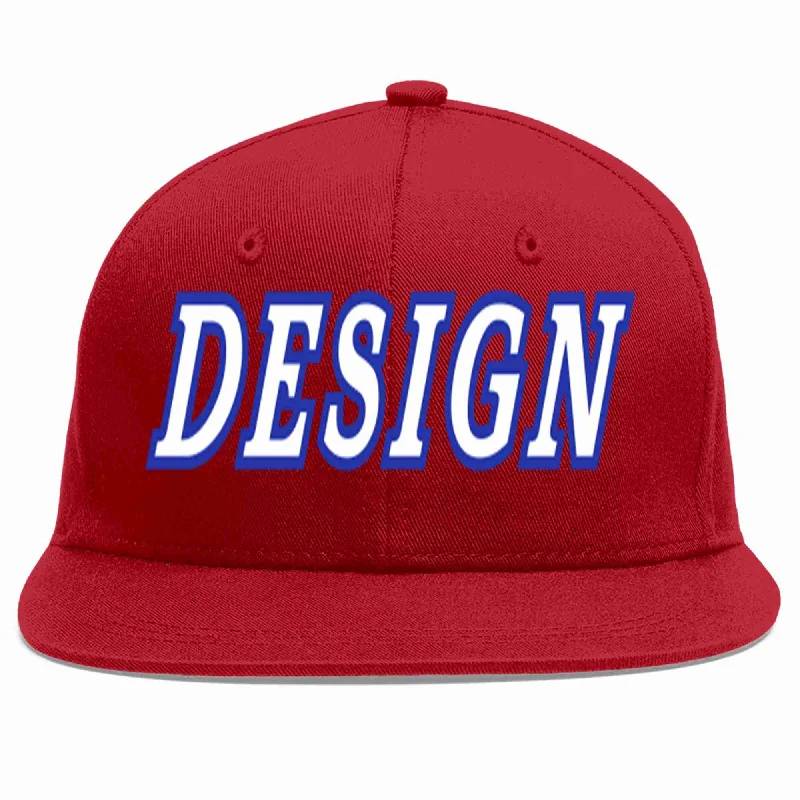 Baseball Cap For Running-Custom Red White-Royal Flat Eaves Sport Baseball Cap Design for Men/Women/Youth