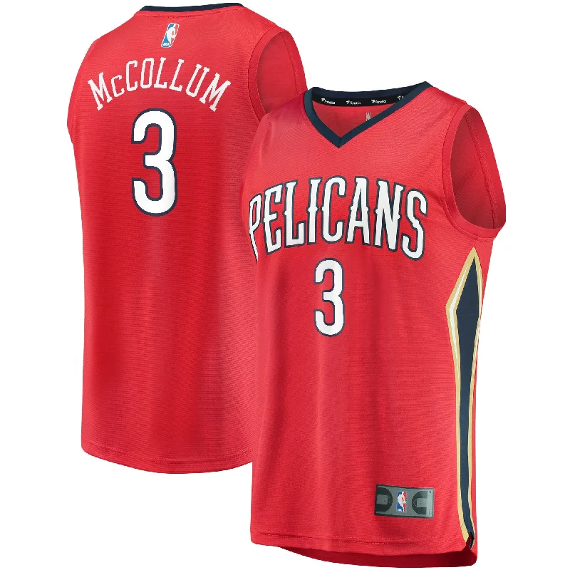 Basketball Jersey With Custom Fan Text-C.j. Mccollum New Orleans Pelicans Branded Fast Break Player Basketball Jersey - Statement Edition - Red