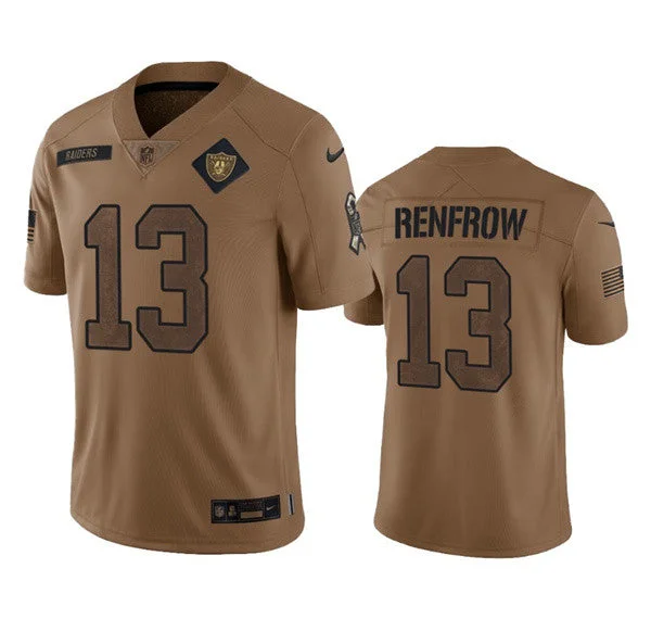 Football Jersey With Lightweight Fabric-Men's Las Vegas Raiders #13 Hunter Renfrow 2023 Brown Salute To Service Limited Football Stitched Jersey