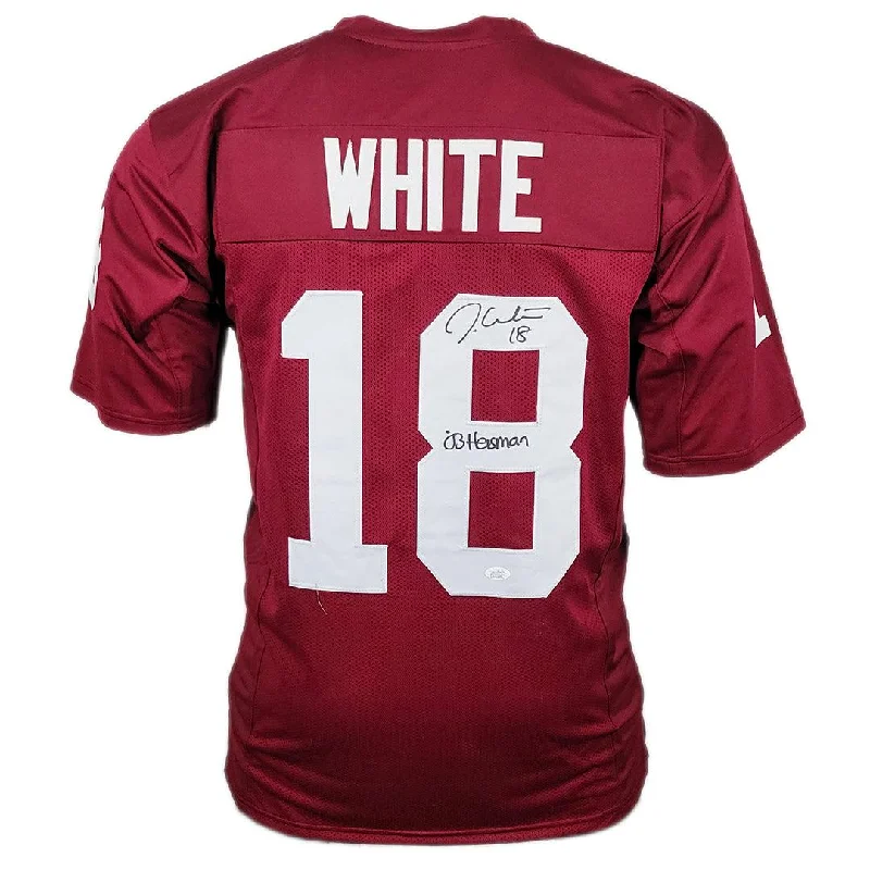 Rugby Jersey For College Teams-Jason White Signed 03 Heisman Inscription Oklahoma College Red Football Jersey (JSA)