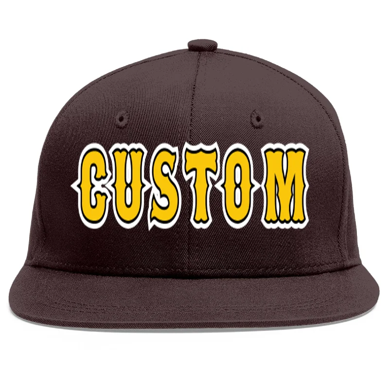 Baseball Cap With Inspirational Quotes-Custom Brown Gold-Black Flat Eaves Sport Baseball Cap