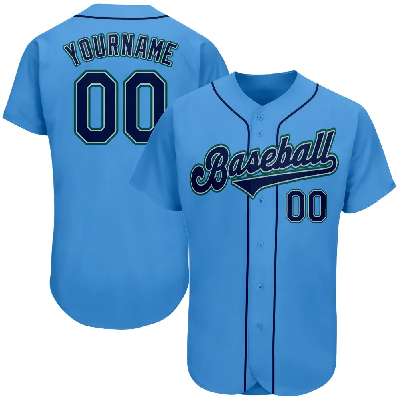 Baseball Jersey For College Baseball Fans-Custom Powder Blue Navy-Teal Authentic Baseball Jersey