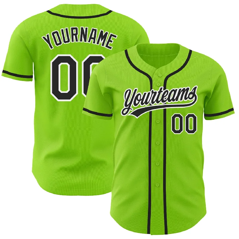 Baseball Jersey With Custom Sizing-Custom Neon Green Black-White Authentic Baseball Jersey