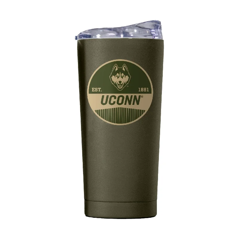 Custom Team Mug For School Events-UConn 20oz Olive Badge Powder Coat Tumbler