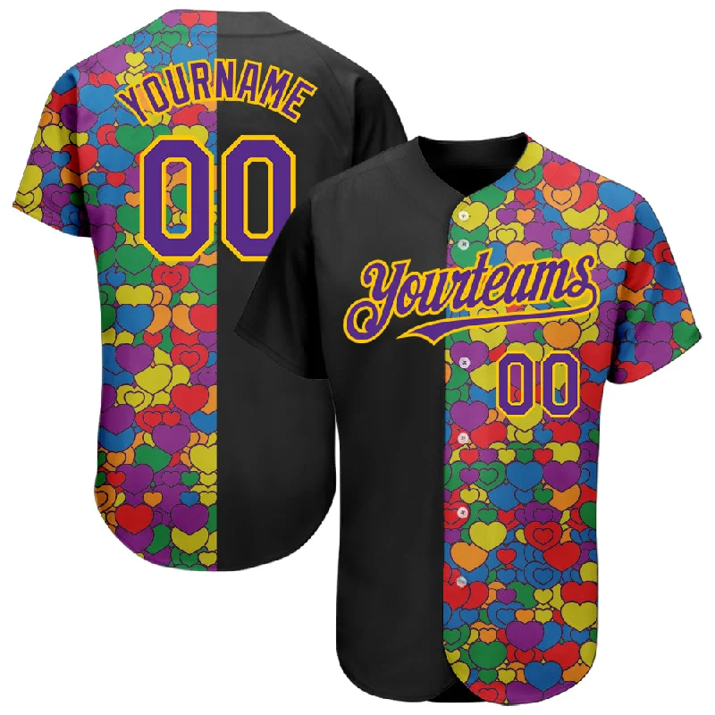 Custom Baseball Jersey With Name-Custom Rainbow For Pride Month Love Is Love LGBT 3D Authentic Baseball Jersey