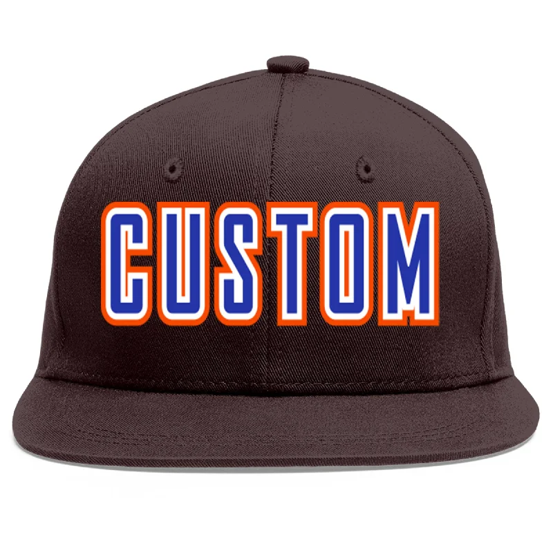 Custom Baseball Cap For Advertising-Custom Brown Royal-White Flat Eaves Sport Baseball Cap