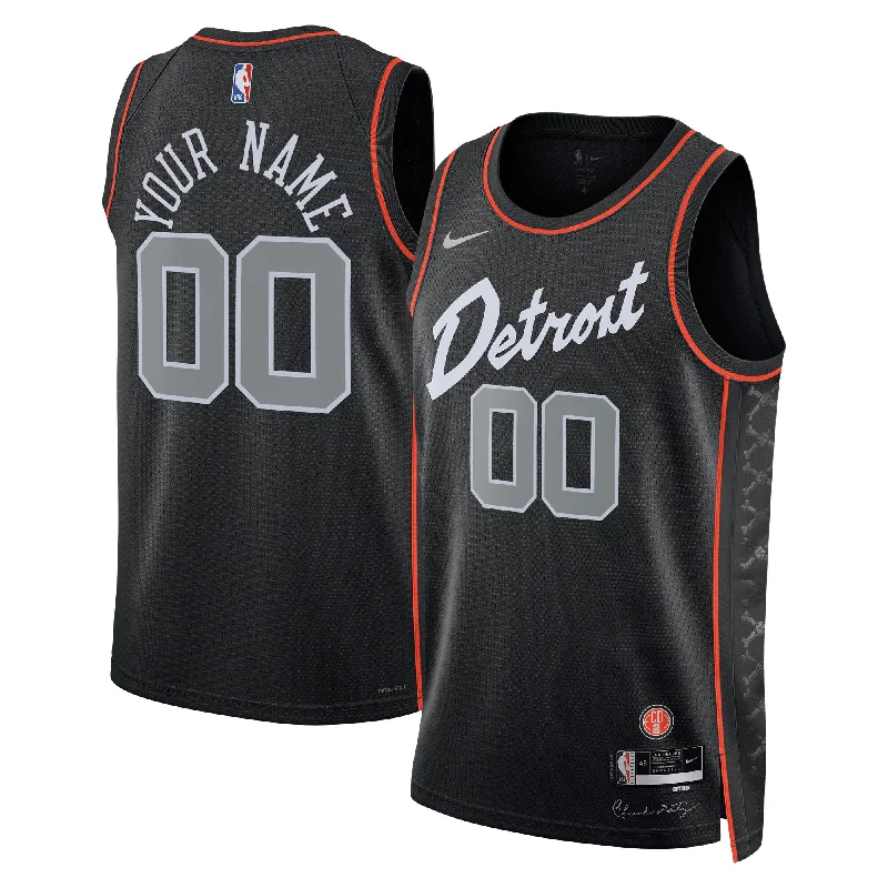 Basketball Jersey With Team Fan Designs-Detroit Pistons Unisex 2023/24 Custom Swingman Basketball Jersey - Black - City Edition