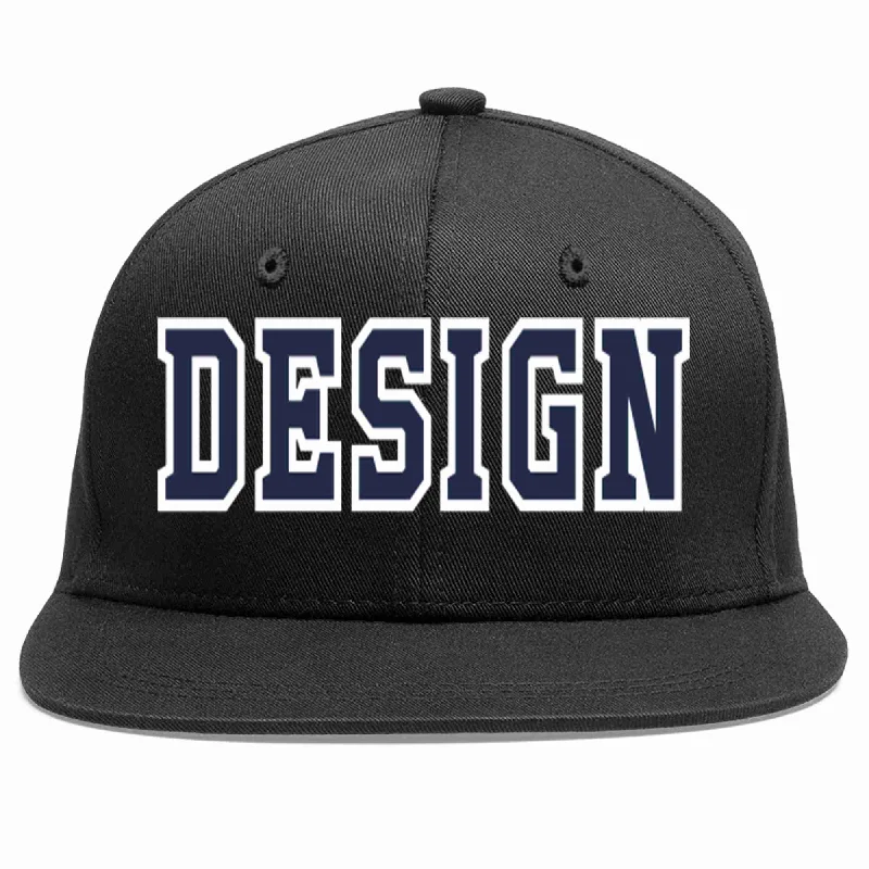 Baseball Cap For Music Fans-Custom Black Navy-White Flat Eaves Sport Baseball Cap Design for Men/Women/Youth