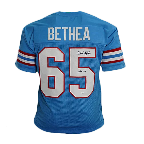 Rugby Jersey For Corporate Sponsorship-Elvin Bethea Signed HOF '03 Pro Edition Light Blue Football Jersey (JSA)