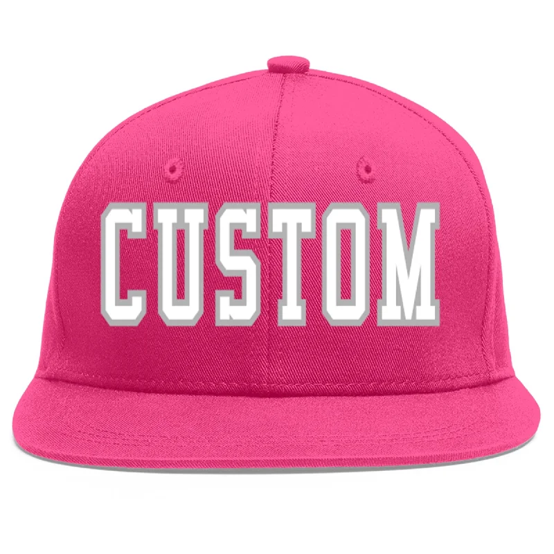 Baseball Cap For Casual Weekend Wear-Custom Rose Red White-Gray Flat Eaves Sport Baseball Cap