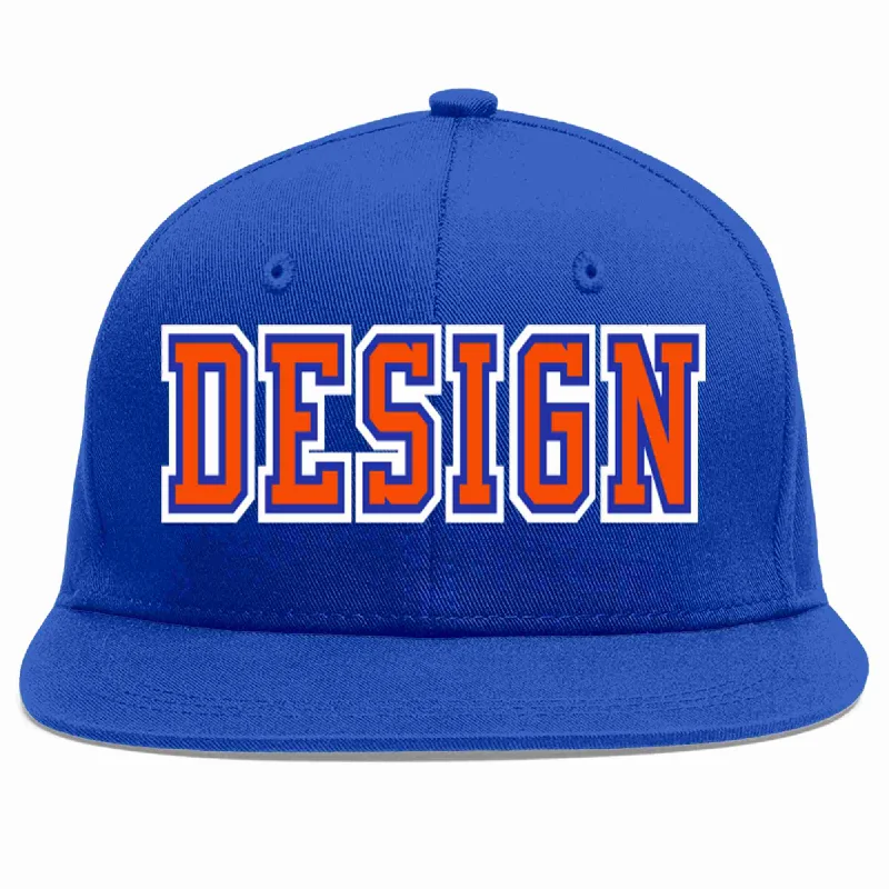 Baseball Cap For Professional Teams-Custom Royal Orange-Royal Flat Eaves Sport Baseball Cap Design for Men/Women/Youth