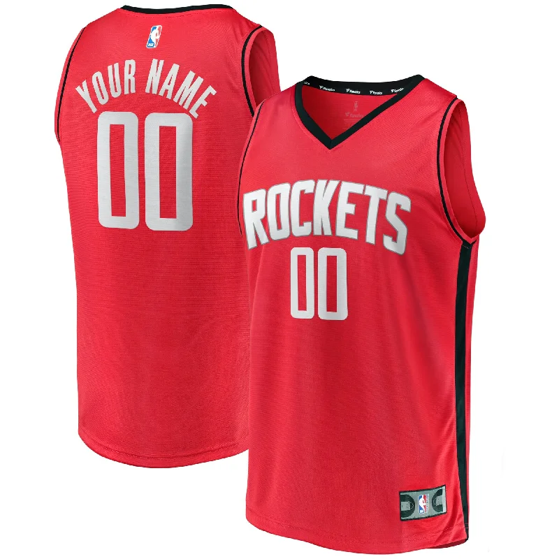 Basketball Jersey With Custom Sleeve Design-Houston Rockets Branded Fast Break Custom Basketball Jersey - Icon Edition Red