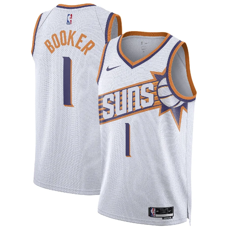 Basketball Jersey With Player Name-Devin Booker Phoenix Suns Unisex Swingman Basketball Jersey - Association Edition - White