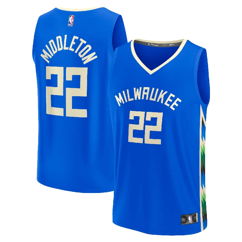 Basketball Jersey For VIP Team Members-Khris Middleton Milwaukee Bucks Branded Fastbreak Basketball Jersey - City Edition - Royal