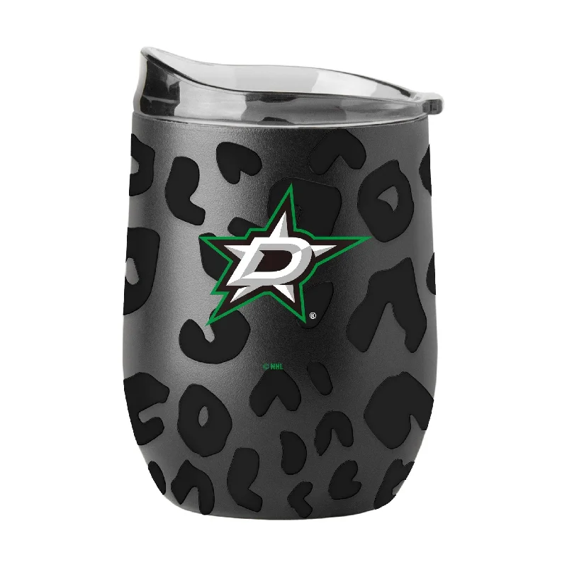 Custom Team Mug With Sports Team Design-Dallas Stars Leopard 16oz Black Powder Coat Curved Beverage