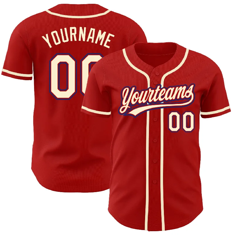 Baseball Jersey For College Baseball Fans-Custom Red Cream-Royal Authentic Baseball Jersey