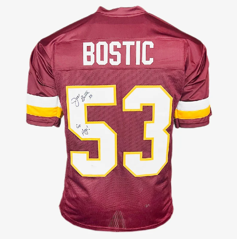 Rugby Jersey With Company Logo-Jeff Bostic Signed Go Hogs Inscription Washington Red Football Jersey (JSA)