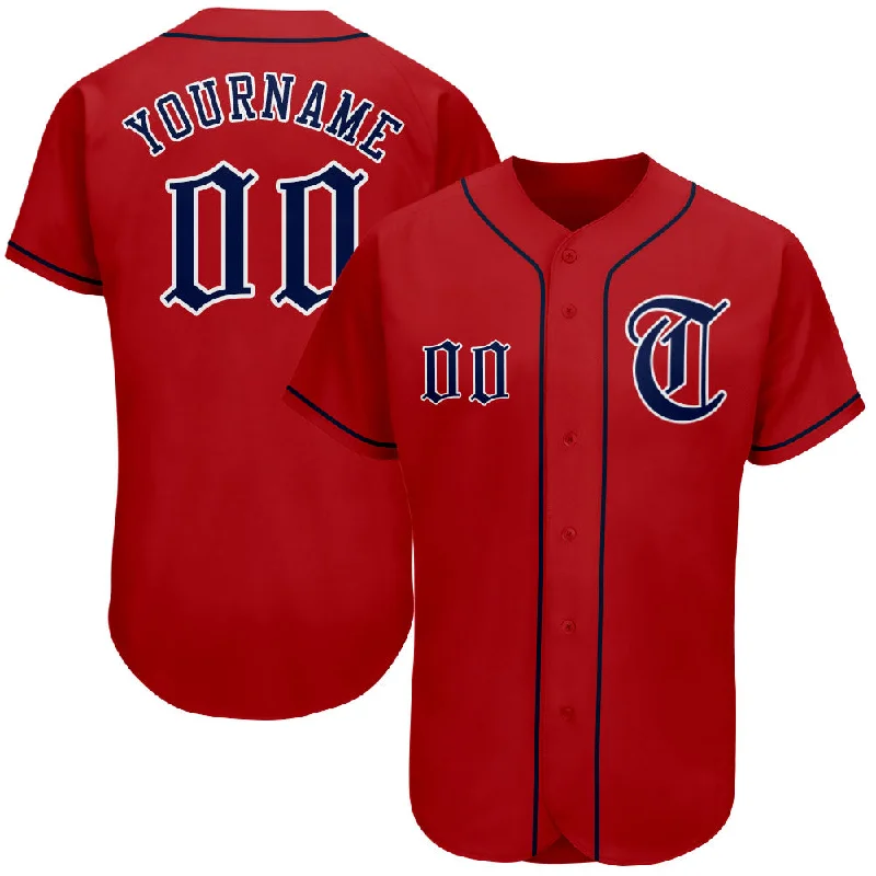 Baseball Jersey For Baseball League Fans-Custom Red Navy-White Authentic Baseball Jersey