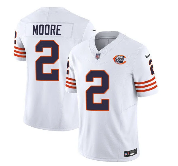 Football Jersey For Casual Wear-Men's Chicago Bears #2 DJ Moore White 2023 F.U.S.E. Throwback Limited Football Stitched Game Jersey