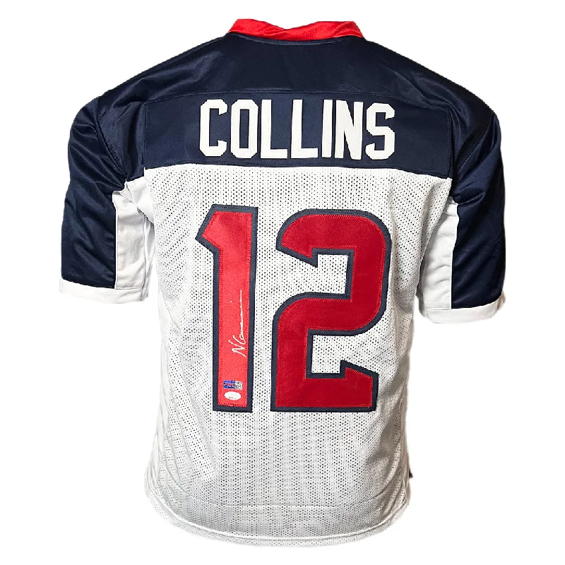 Rugby Jersey For Personalized Gifts-Nico Collins Signed Houston Alternate White Football Jersey (JSA)