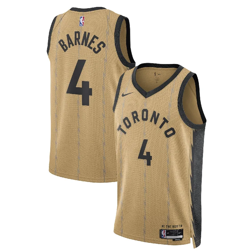 Basketball Jersey With Custom Fit-Scottie Barnes Toronto Raptors Unisex 2023/24 Swingman Basketball Jersey - Gold - City Edition