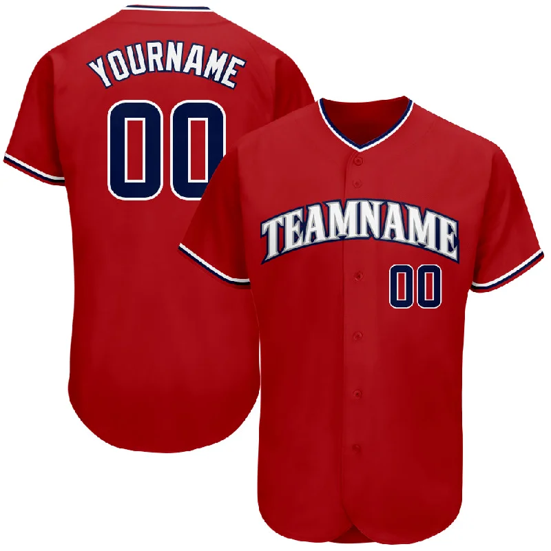 Baseball Jersey With Embroidery-Custom Red Navy-White Authentic Baseball Jersey