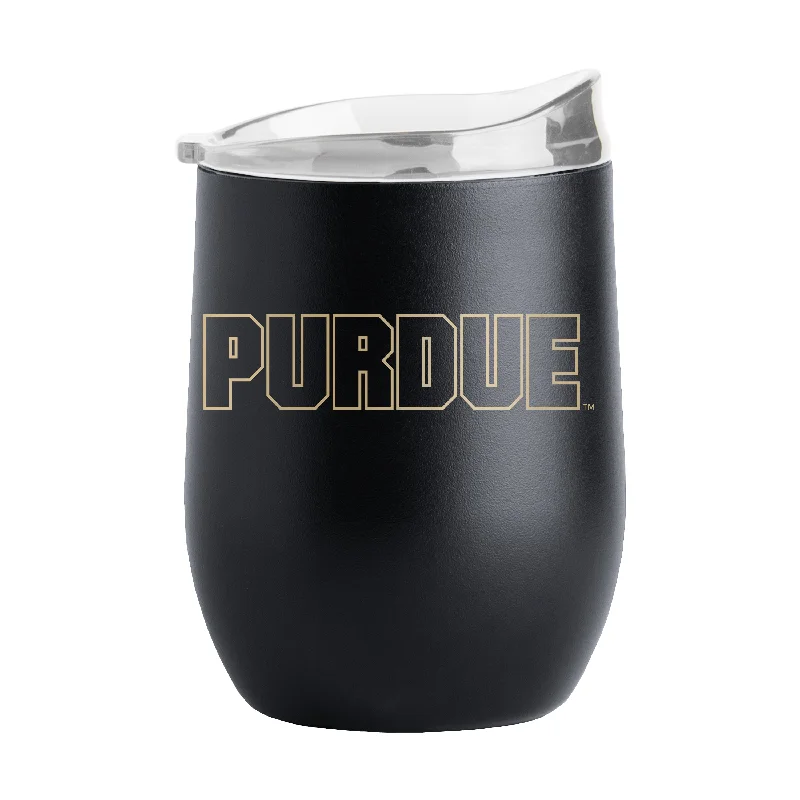 Custom Team Mug For Promotional Giveaways-Purdue 16oz Flipside Powder Coat Curved Bev