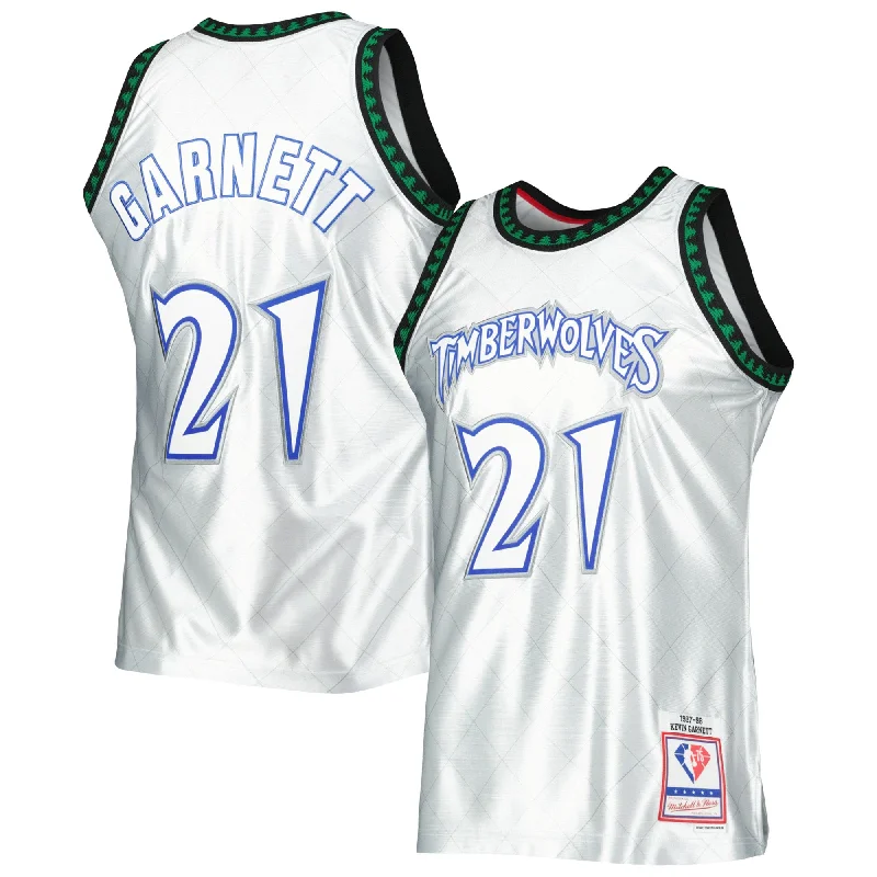 Basketball Jersey For Professional Athlete Branding-Kevin Garnett Minnesota Timberwolves 1997/98 Hardwood Classics 75th Anniversary Swingman Basketball Jersey - Platinum