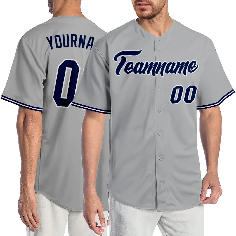 Baseball Jersey For Alumni Apparel-Custom Gray Navy-White Authentic Baseball Jersey