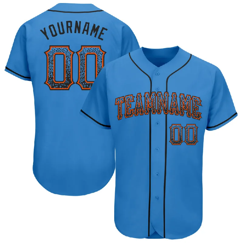 Baseball Jersey For Baseball Uniforms-Custom Powder Blue Black-Orange Authentic Drift Fashion Baseball Jersey