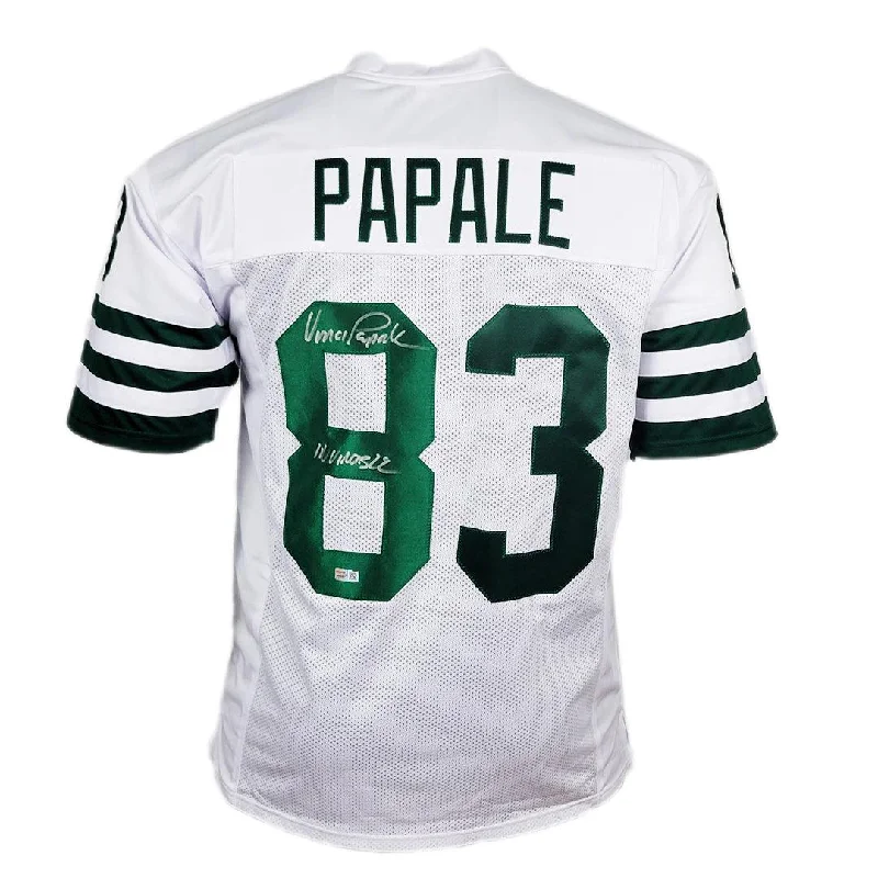 Rugby Jersey For Fundraisers-Vince Papale Signed Invincible inscription Philadelphia White Football Jersey Silver Ink (Tristar)