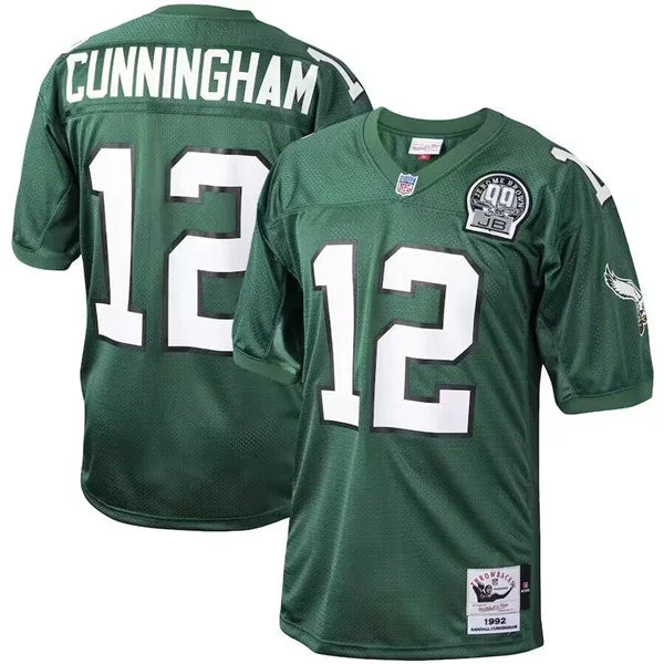 Football Jersey For Group Merchandise Orders-Men's Philadelphia Eagles #12 Randall Cunningham Kelly Green Mitchell & Ness 1992 Throwback Football Stitched Jersey