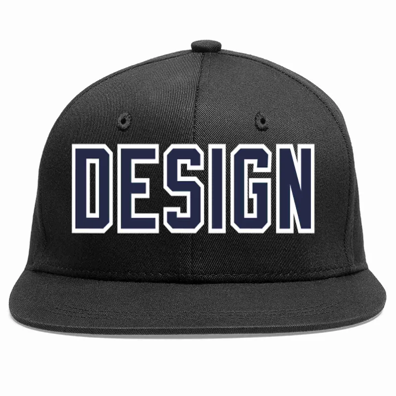 Baseball Cap With Ventilation-Custom Black Navy-White Flat Eaves Sport Baseball Cap Design for Men/Women/Youth