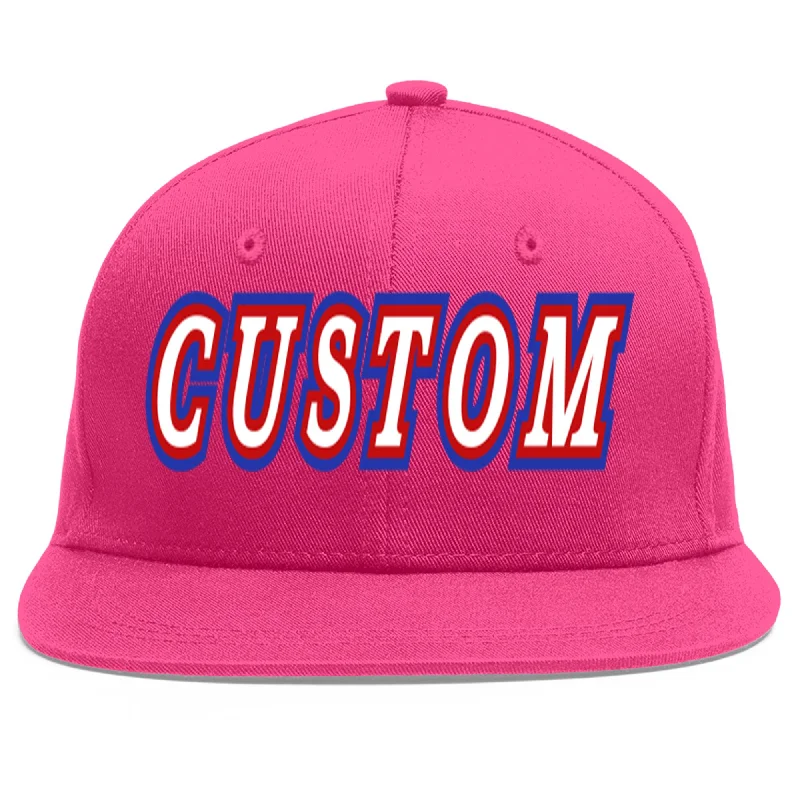 Baseball Cap For Custom Apparel-Custom Rose Red White-Red Flat Eaves Sport Baseball Cap