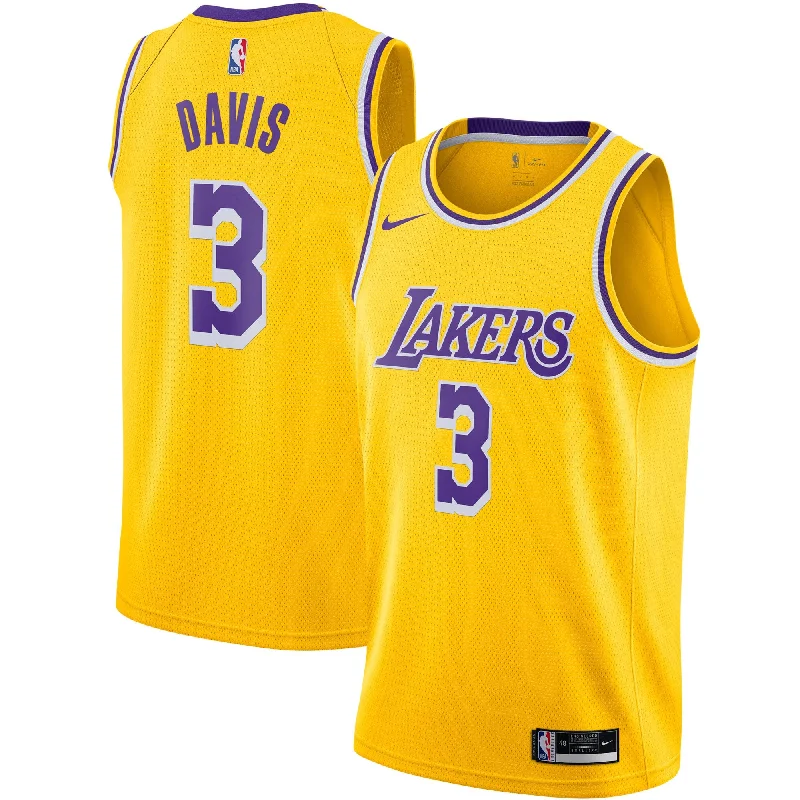 Basketball Jersey For Fan Gear-Anthony Davis Los Angeles Lakers Swingman Basketball Jersey Gold - Icon Edition