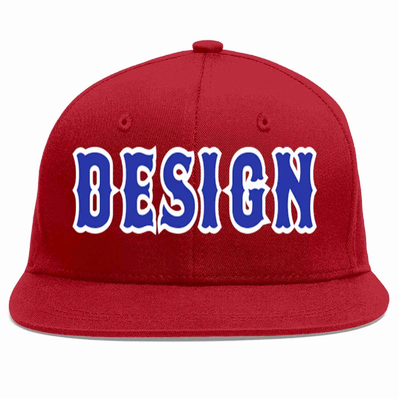 Baseball Cap For Corporate Gifts-Custom Red Royal-White Flat Eaves Sport Baseball Cap Design for Men/Women/Youth