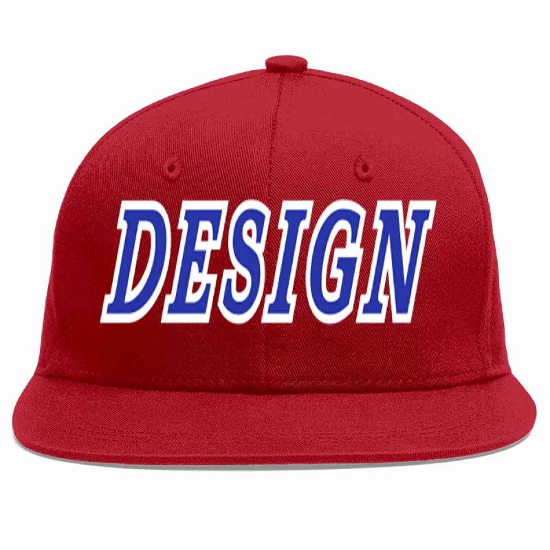 Baseball Cap For Outdoor Work-Custom Red Royal-White Flat Eaves Sport Baseball Cap Design for Men/Women/Youth