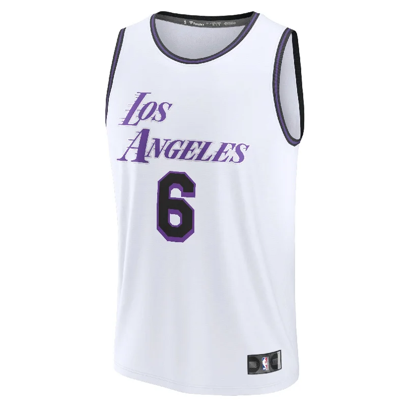 Basketball Jersey With Custom Team Logo-Lebron James Los Angeles Lakers Branded Fastbreak Basketball Jersey - City Edition - White