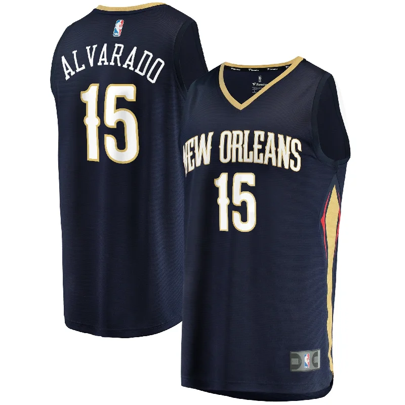 Basketball Jersey For Active Wear-Jose Alvarado New Orleans Pelicans Branded Fast Break Basketball Jersey - Icon Edition - Navy